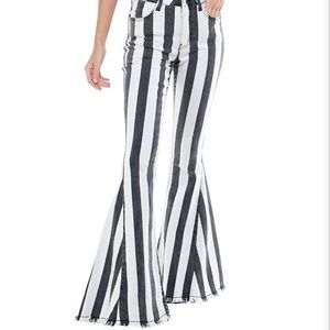 Altar’d State Dark Blue and White Stripe Bell Bottom